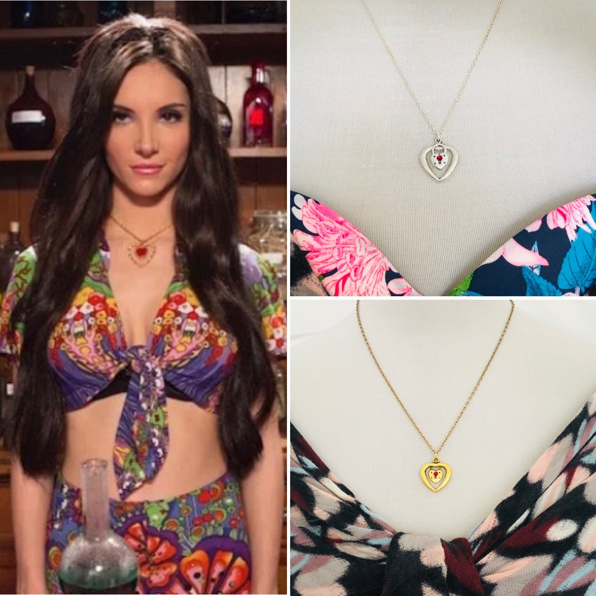 The Double Heart Necklace Inspired by the Love Witch Movie