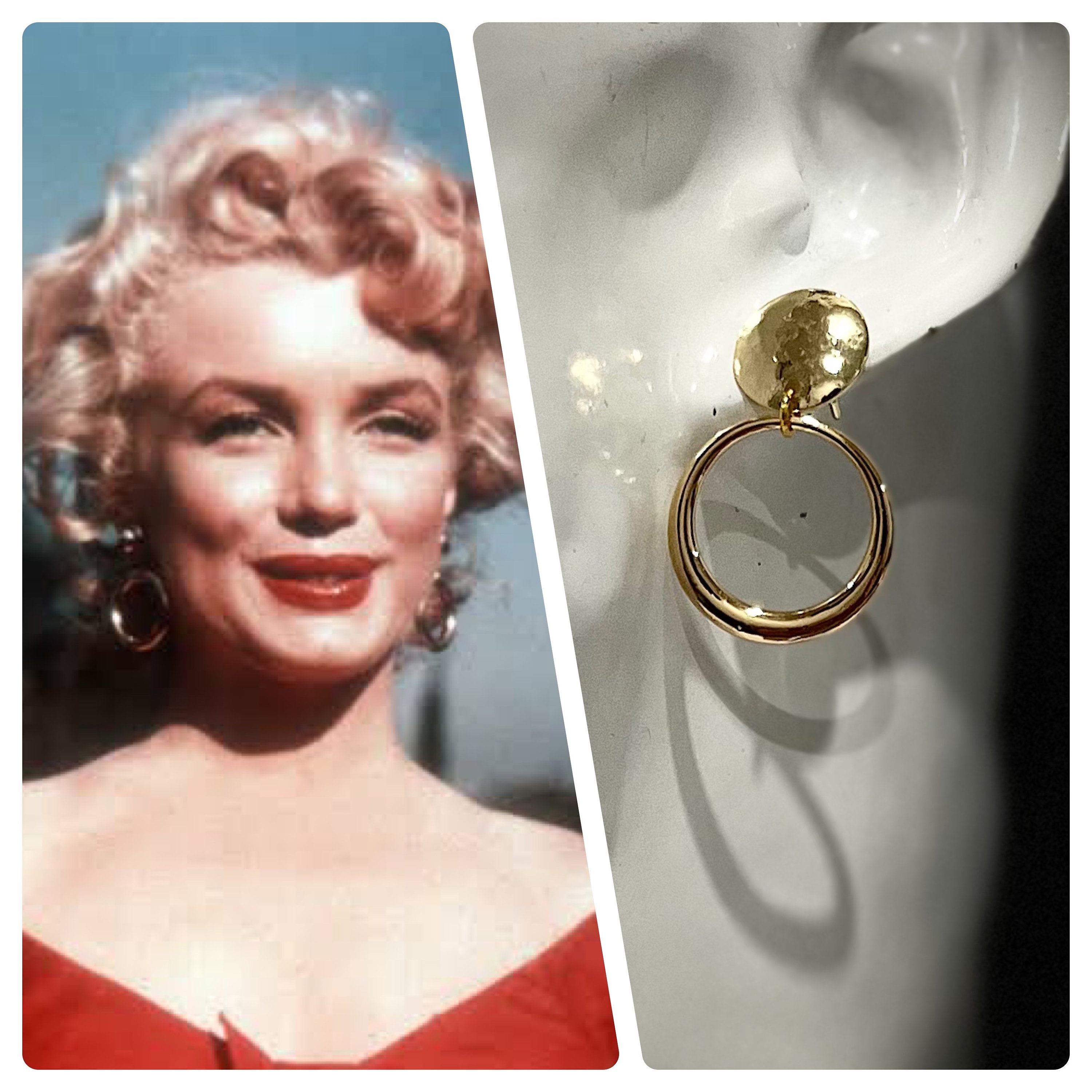 Marilyn Monroe 18k Gold Plated Iconic Hoop Earrings Etsy