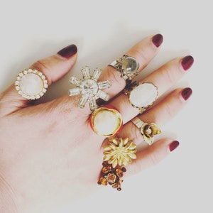 Vintage rhinestone adjustable rings