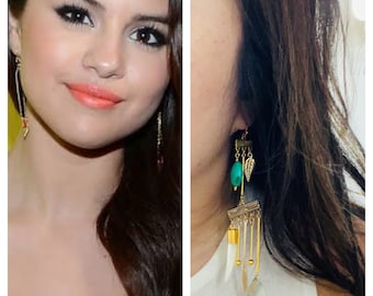 Selena Gomez inspired bohemian turquoise  mobile chandelier earrings