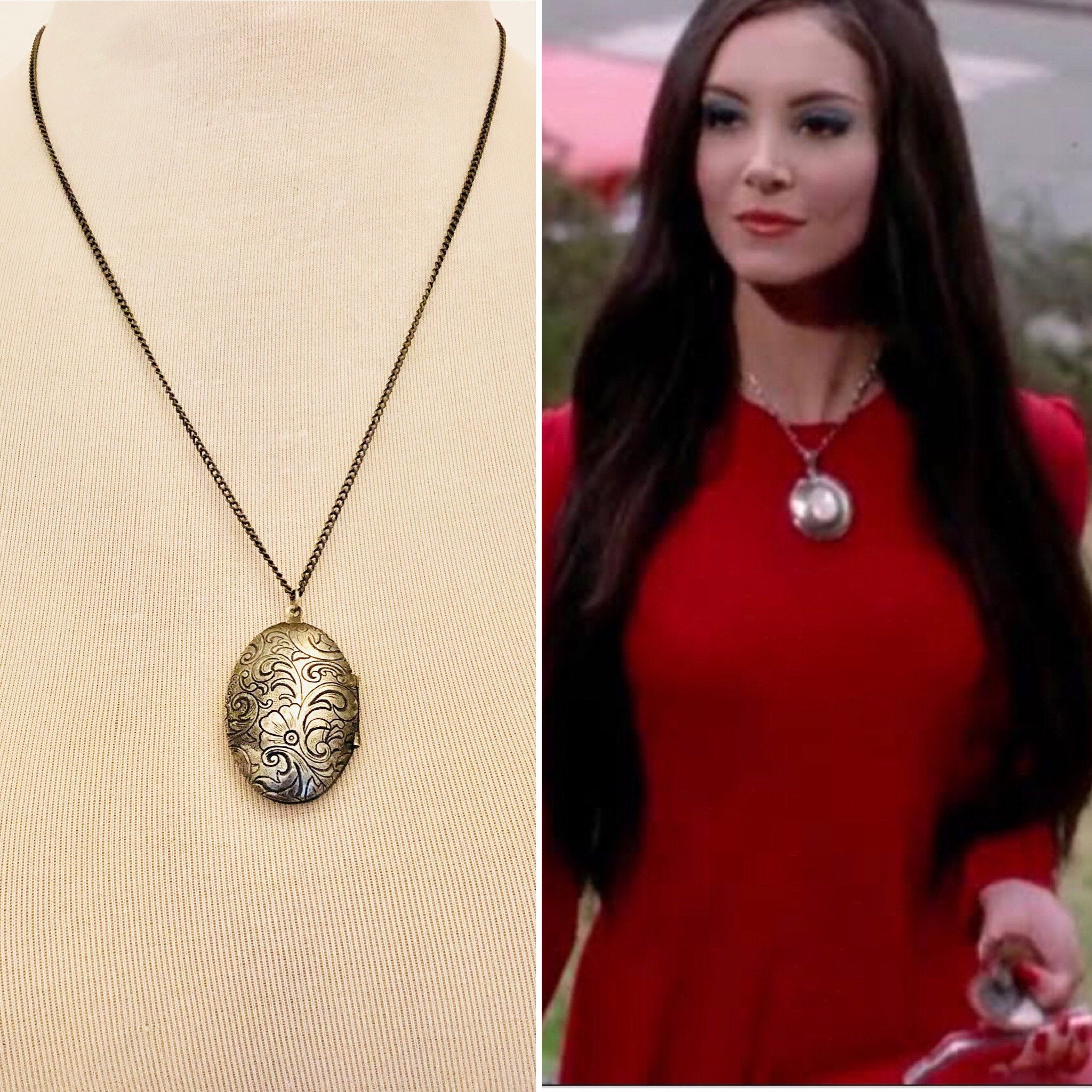 The Love Witch Inspired Floral Locket Pendant Necklace - Etsy