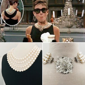 Audrey Hepburn Pearl Necklace inspired by Breakfast at Tiffanys - Etsy