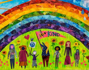 Rainbow Art Print "Bee Kind"