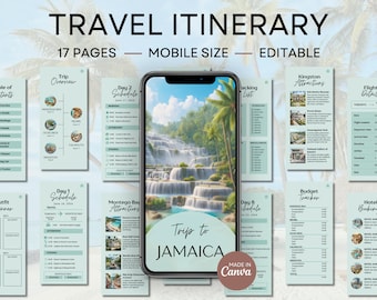 Jamaica Trip Itinerary Template | Mobile Travel Planner (Canva)