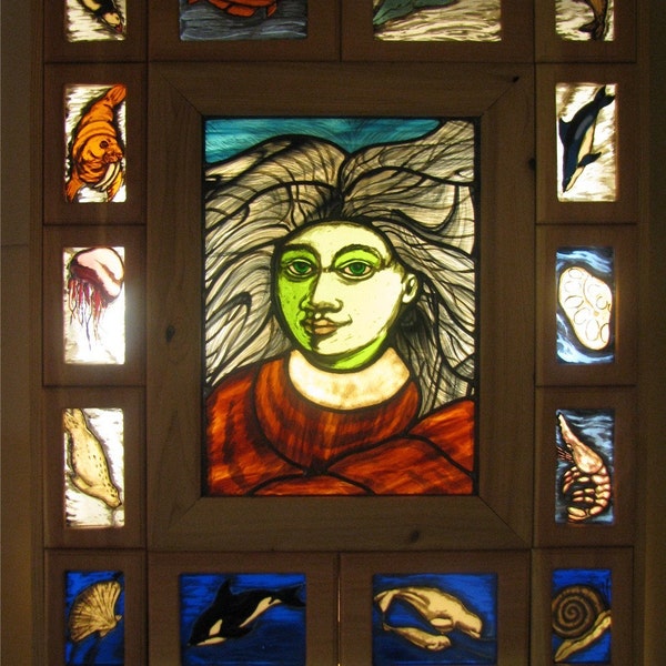 Sedna, Fused and Stained Glass Free Standing Panel