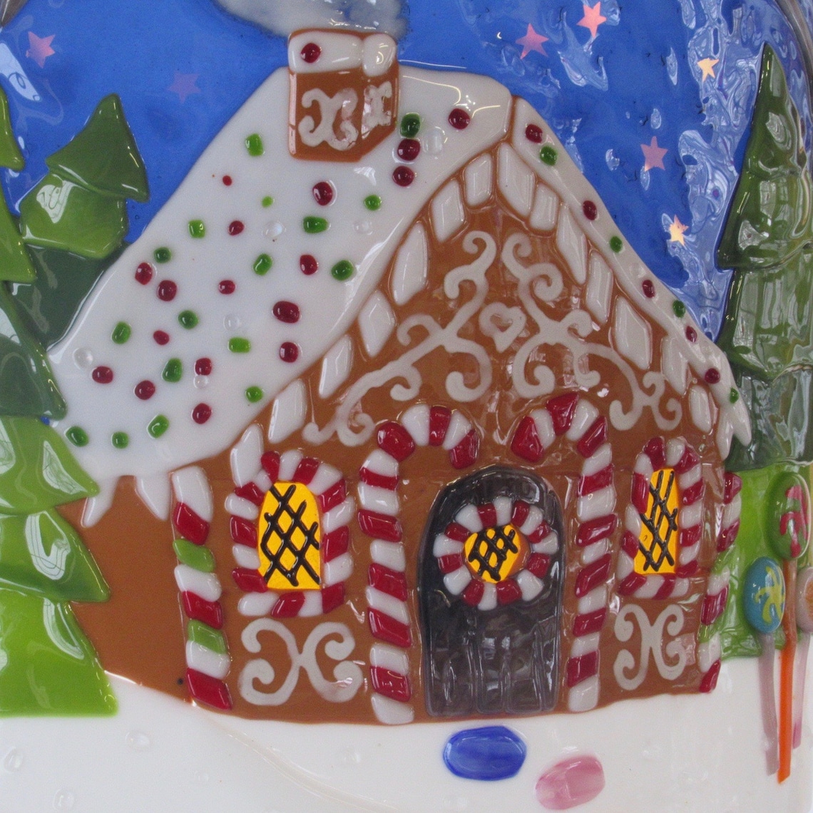 Gingerbread House Fused Glass Etsy