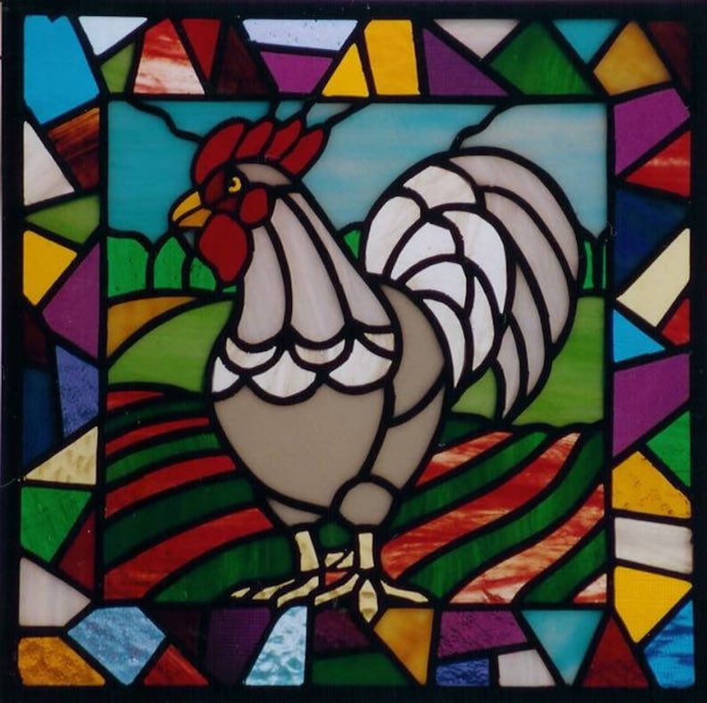 Rooster Stained Glass Pattern Image 0