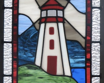 Stormy Lighthouse Stained Glass Panel Pattern