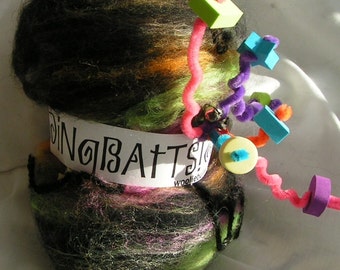 Fiber Art Batt, Spinning Fiber Batt, Felting Batt, Art Batt, Blended Wool Batt, Multi fiber batt, PHAT FIBER FEATURE Spin Felt Craft Fiber