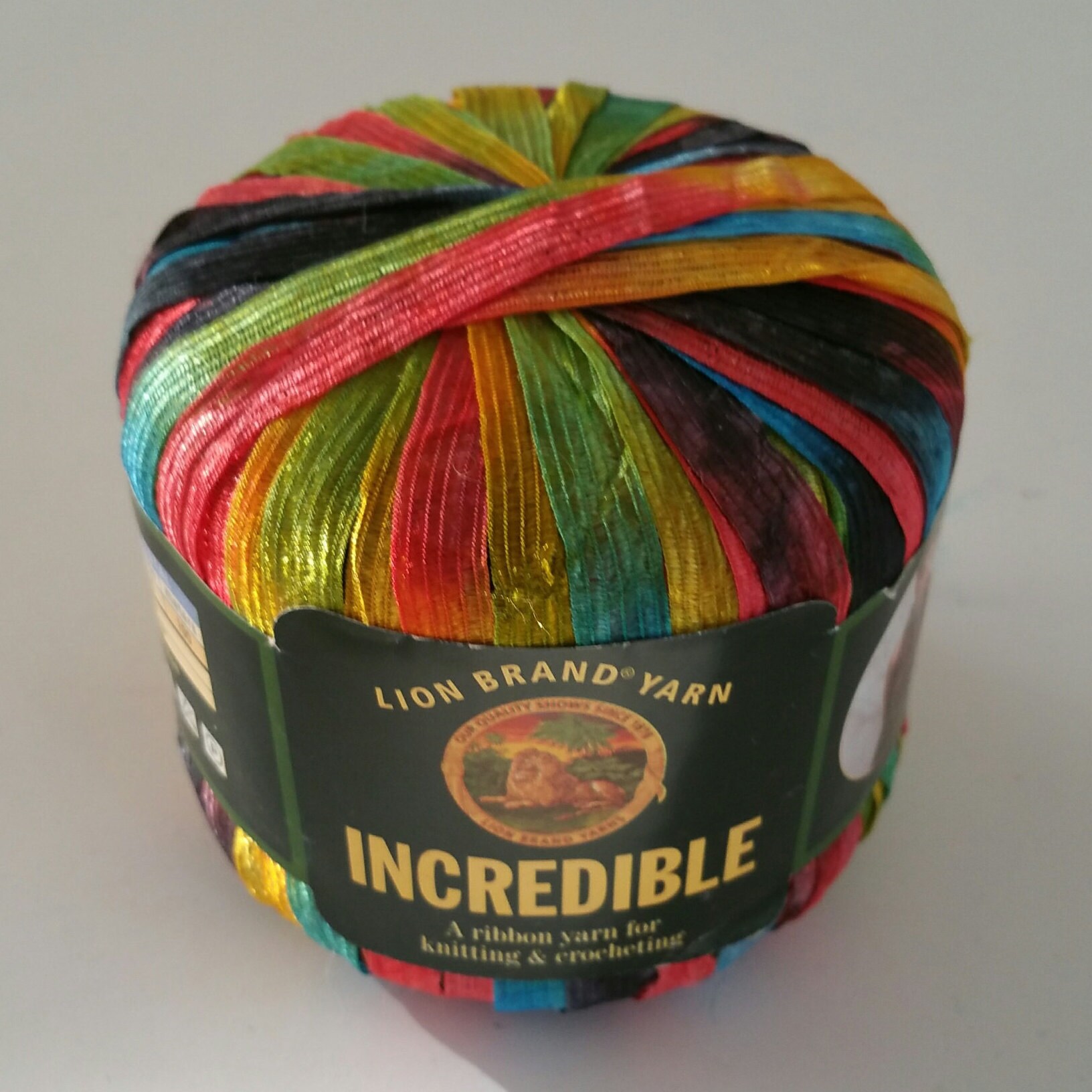 Rainbow Incredible Ribbon Yarn Lion Brand Yarn Specialty Yarn Novelty Yarn  Multi Color Ribbon Yarn 