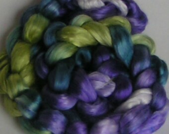 Silk Top Sliver Mulberry Roving Fiber Supreme FJORD Sample PHAT Fiber Luxurious A1 Quality Hand Painted Handspinning
