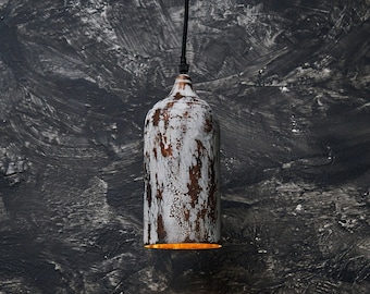 Lampe à suspension en cuivre patiné rustique - Plafonnier artisanal en cuivre