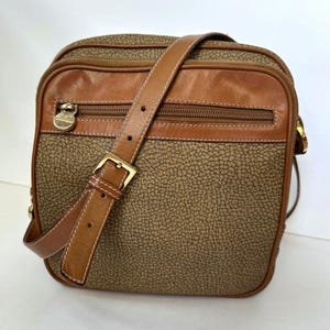 Vintage Borbonese Leather Crossbody Bag Occhio di Pernice Italy 90s Designer