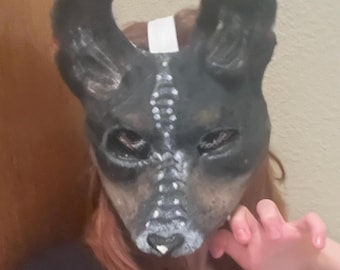 Warrior Wolf Dog Therian Mask: Big Ears, Eyes & Fangs
