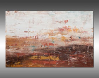 Original Abstract Acrylic Painting: Brown, Rust, Gold on Canvas (24x36 Inches)