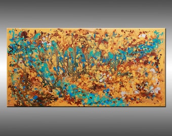 Liquid Energy 16 - Abstract Painting, Large Original Art, Modern Art Painting, Abstract Gold Blue Brown Copper Turquoise Silver