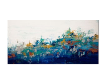 Mountain Vista 2 - 24x48 Inches, Original, Modern, Fine Art Abstract Painting, Acrylic on Canvas, Contemporary Art