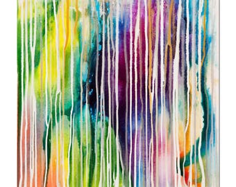 Abstract Acrylic Painting: Colorful Landscape Canvas Art (24x24 Inches)
