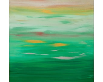 Green Abstract Painting: Modern Acrylic Art on Canvas (20x20)
