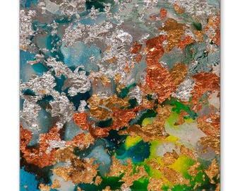 Microcosm Original Kunstwerk, kleine abstrakte Malerei, modern, Zeitgenössisch, kleine Malerei