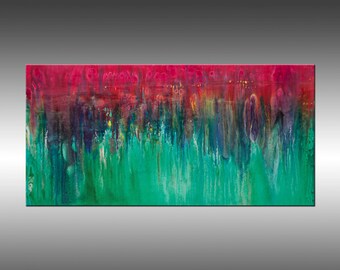 Cascading - 24x48 Inches, Original Art Abstract Painting Large Wall Art Contemporary Canvas Art, Portland, Oregon