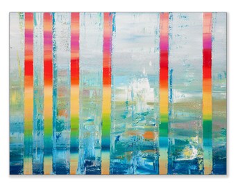 Original Abstract Canvas Painting: Modern Wall Art, 18x24 Inches - Parallel Fields 2
