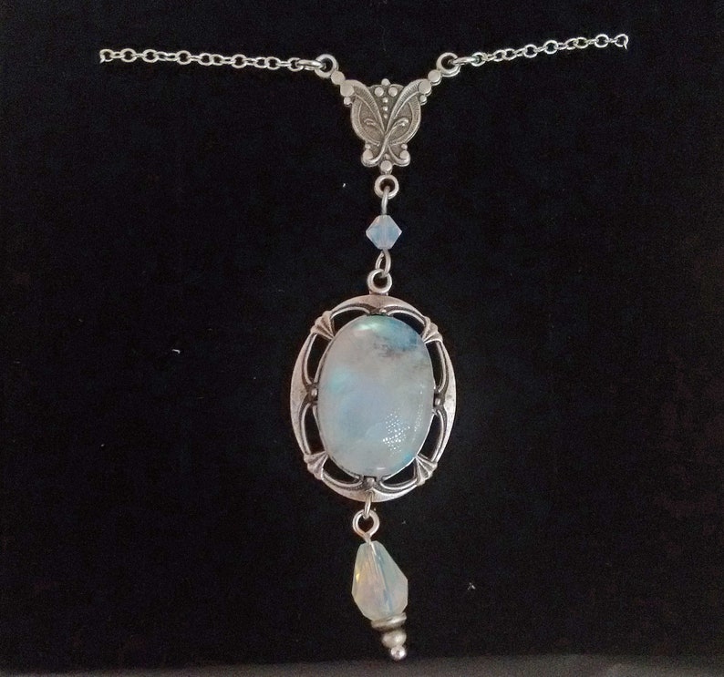 Moonstone Necklace Silver Victorian Necklace Moonstone Etsy