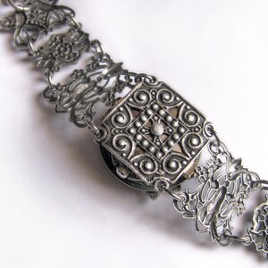 Vintage Watch, Silver womens watch with Gray Crystals, unique watches for women, gothic watch image 4