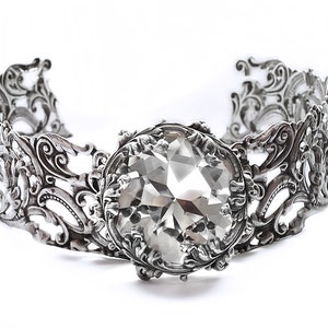 Silver Victorian Choker, Metal Gothic choker, Bridal Jewelry image 5