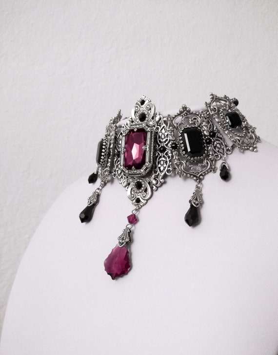 Purple and Black Gothic Choker Gothic Jewelry statement | Etsy
