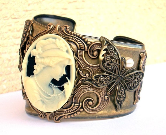 Large Cuff Bracelet Brass Gothic Jewelry Butterfly Bracelet | Etsy