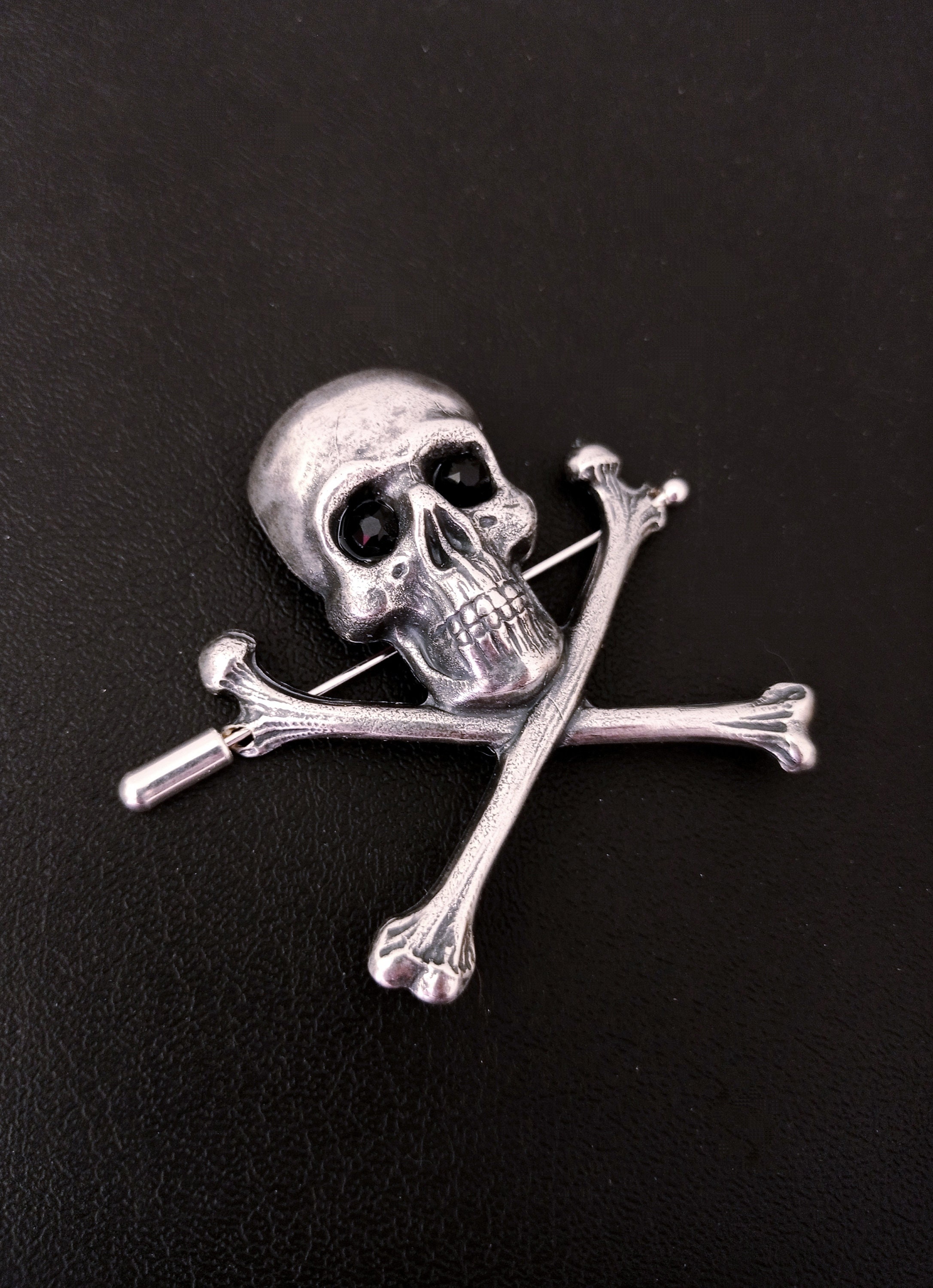 Large Skull Pin Skull Brooch Crossbones Shawl Pin Hair Pin 