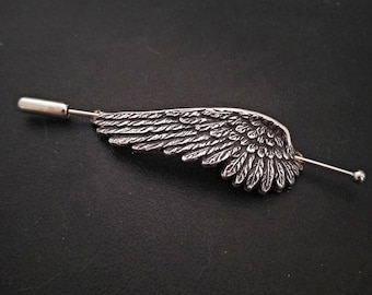 Silver Shawl Pin, Angel Wing Broach, Scarf Pin for women, Gothic Jewelry gift for her