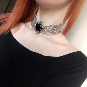 Black choker, Gothic choker, Victorian Necklace, Metal choker, Victorian Gothic jewelry choker necklace image 2