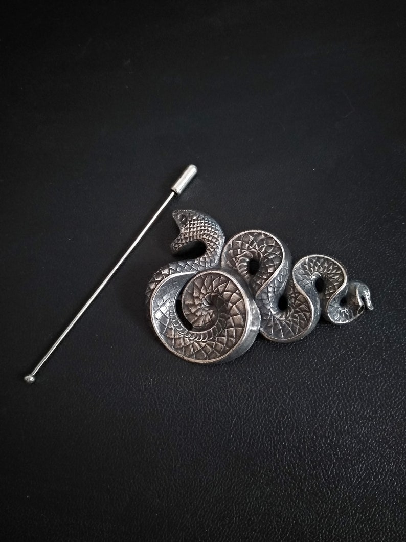 Silver Snake pin Scarf Pin Slytherin Brooch Lapel Pin clothes Etsy