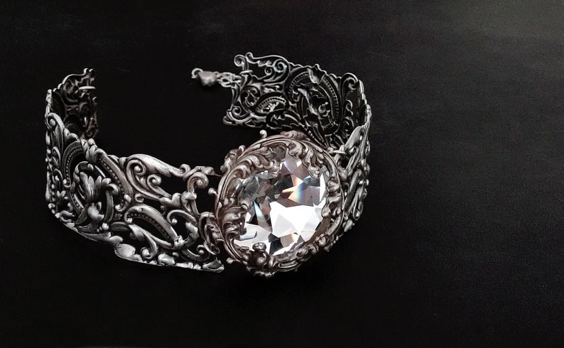 Silver Victorian Choker, Metal Gothic choker, Bridal Jewelry image 2