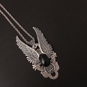 Black Onyx necklace, Angel Wings Necklace, Gothic Jewelry, Vampire Jewelry, Gothic pendant, black onyx pendant image 2