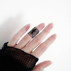 Red Knuckle Ring Silver Filigree Midi Ring Gothic Ring Victorian Gothic Jewelry image 6
