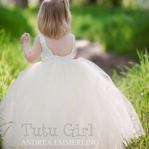 Flower Girl Dress Tulle Flower Girl Dress Toddler Flower Girl Dress White Weddings Birthday Ballgown Floor Length Tulle Dress image 4