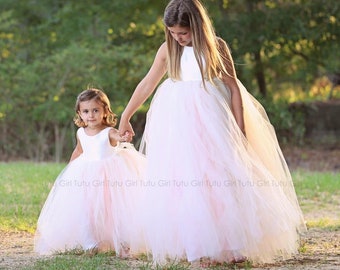 Flower Girl Dress, Blush Pink Flower Girl Dresses Tulle, Blush Tutu Flower Girl Dress