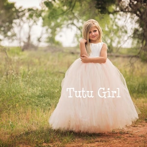 Blush Flower Girl Dress, Blush Tulle Flower Girl Dress