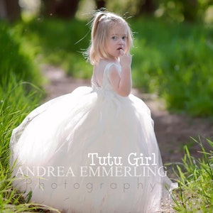 Flower Girl Dress Tulle Flower Girl Dress Toddler Flower Girl Dress White Weddings Birthday Ballgown Floor Length Tulle Dress image 3