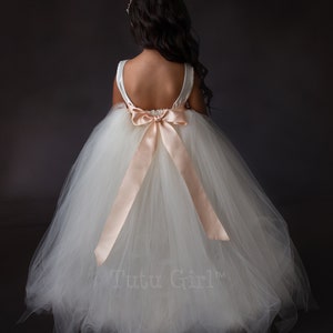 Tulle Flower Girl Dress with Bow | Tutu Flower Girl Dress Tulle | Bridal White Tulle Baby Toddler Dresses | Girl Dresses | Birthday Weddings