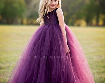 Purple Flower Girl Dress Plum Tutu Dress Eggplant Tulle Dress Flower Girl Wedding - All Colors, All Sizes!