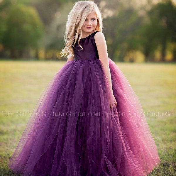 Purple Flower Girl Dress Plum Tutu Dress Eggplant Tulle Dress Flower Girl Wedding - All Colors, All Sizes!