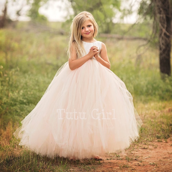 Flower Girl Dress, Blush Flower Girl Dress, Blush and Ivory Flower Girl Dress, Blush Tutu Dress