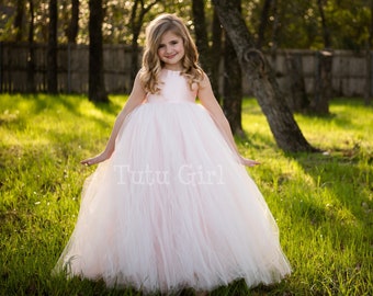 Vestido de niña de flores rubor tul, vestido de tutú de niña de flores