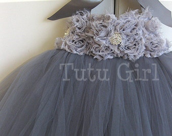 Graues Tutu Kleid Blumenmädchen, graues Tutu Kleid, Charcoal, Platinum, Mädchen Baby Kleinkind, Tüll Blumenmädchen Kleid