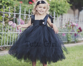 Black Tulle Dress, Black Flower Girl Dress, Flower Girl Dress, Tulle Flower Girl Dress, Black Dress , Black Pageant Dress