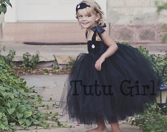 Black Flower Girl Dress, Tulle Black Flower Girl Tutu Dress